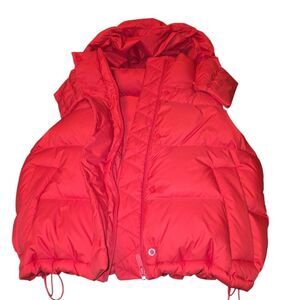 Lululemon Wunder Puff Long Vest Hooded – Size 4 – Red – Goose Down